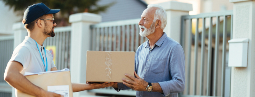 Senior man moving out of his home