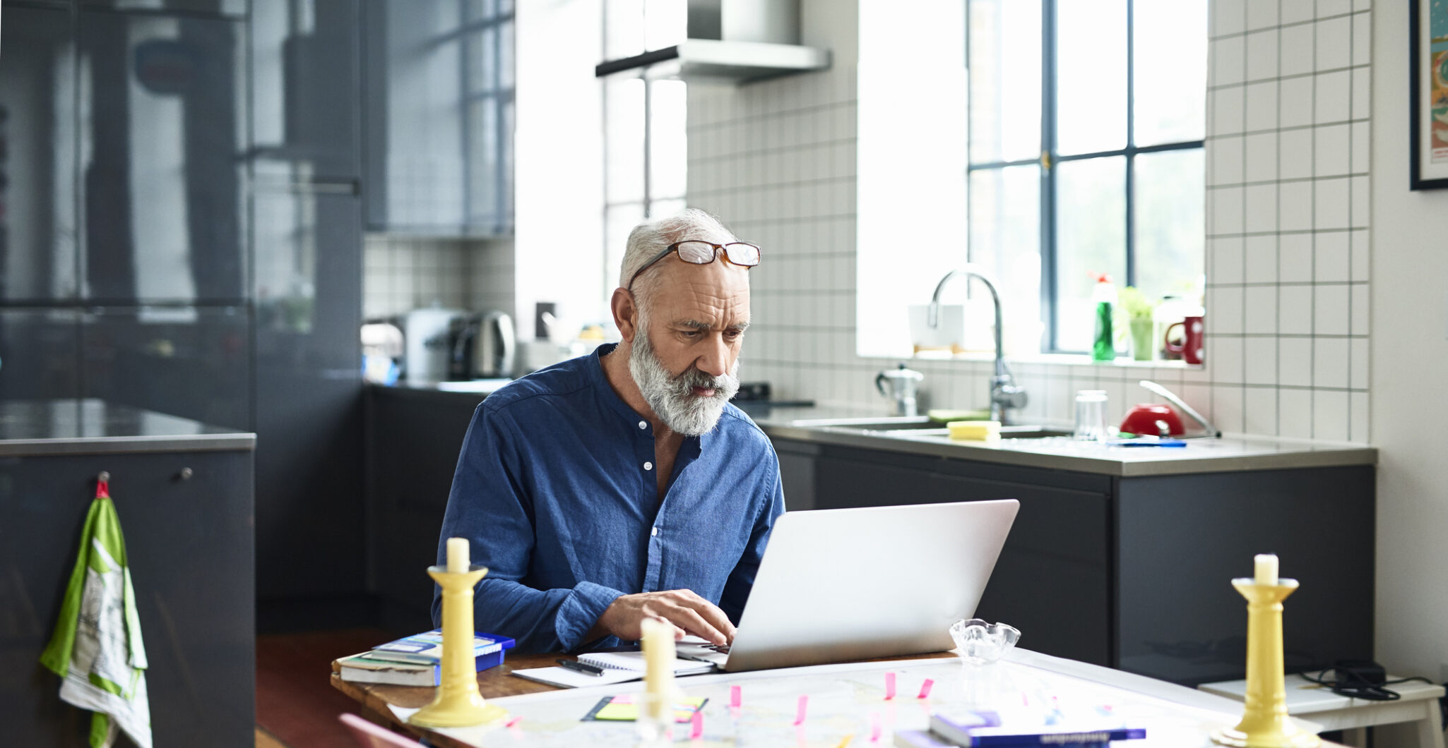 senior man on his laptop