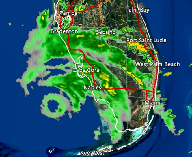 Weather map of southern Florida