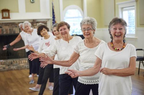 resident women enjoying a dance class